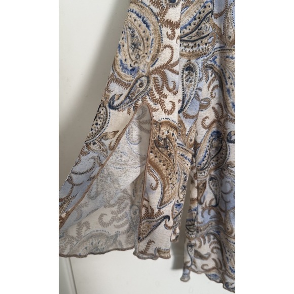 Vintage Y2K Weavers Girl Paisley Print Flare Slit Sleeve Top Shirt Boho 1X - Picture 4 of 7